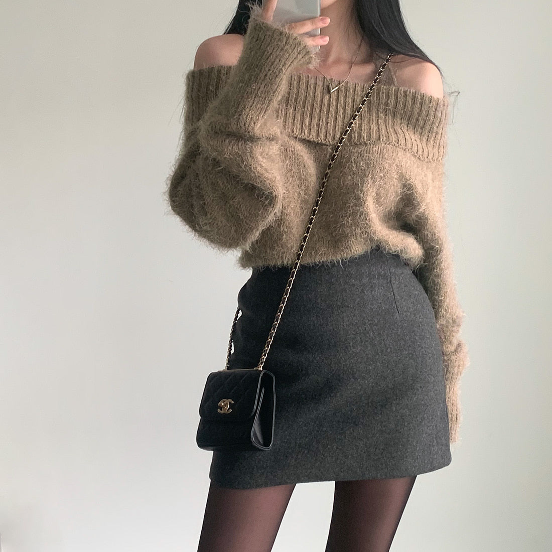 Dames Gebreide Off-shoulder Trui Stijlvol Trendy