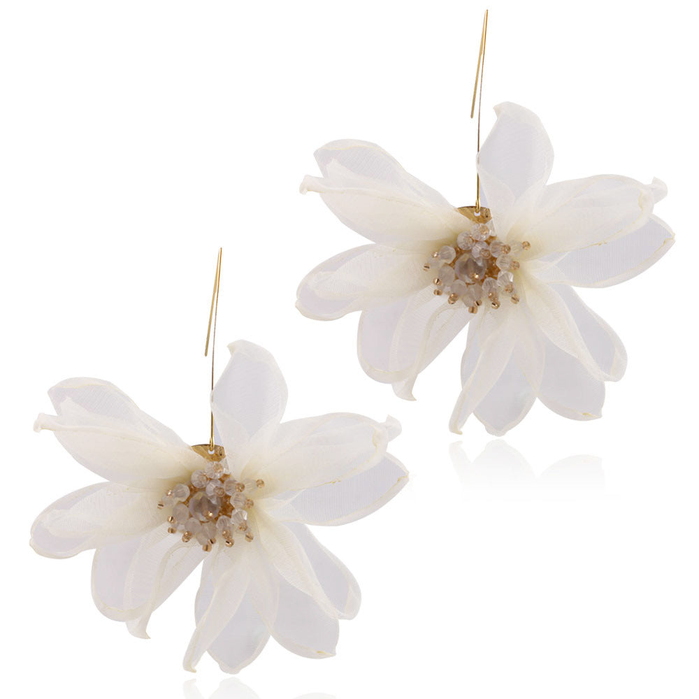 Dames Oorbellen Bloem Motief met Organza