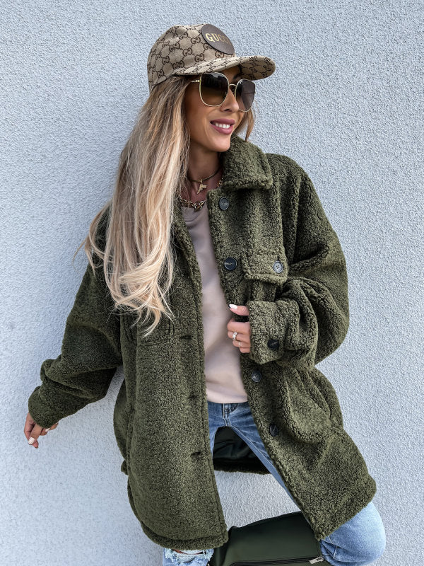 Teddy Jas Dames Stijlvol Modieus met Knopen Warm
