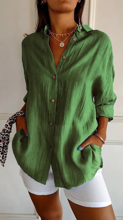 Dames Blouse Luchtige Knoopsluiting Zomerse Stijl