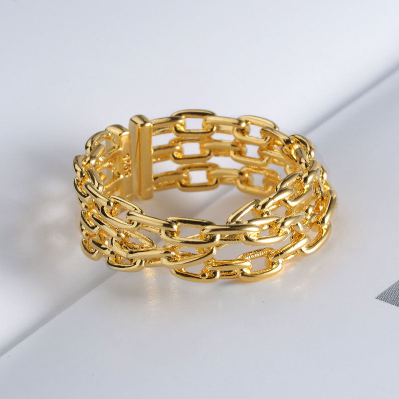 Vrouwelijke Verstelbare Schakelring Gevlochten Zilveren Armband
