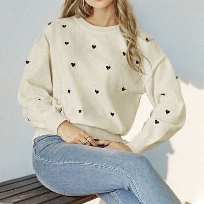 Dames Trui Gebreid met Hartjes Stijlvol Elegante Look