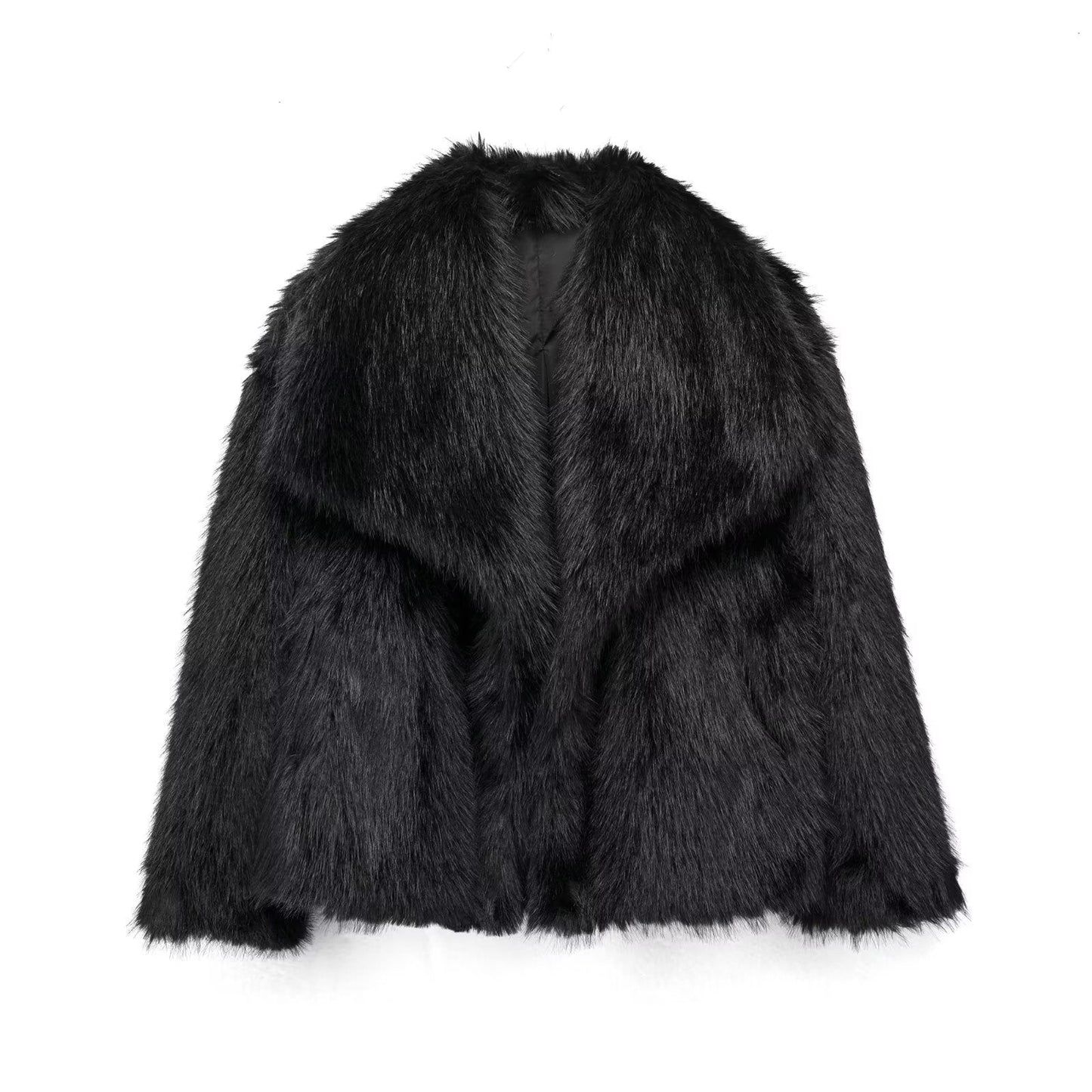 Dames Winterjas Pluche Kort Model met Kraag