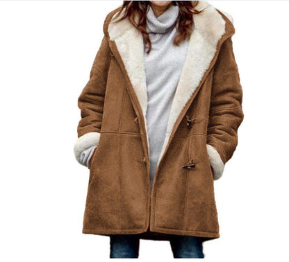 Dames Jas met Sherpa Voering en Toggle Sluiting Warm Luxe Birouze