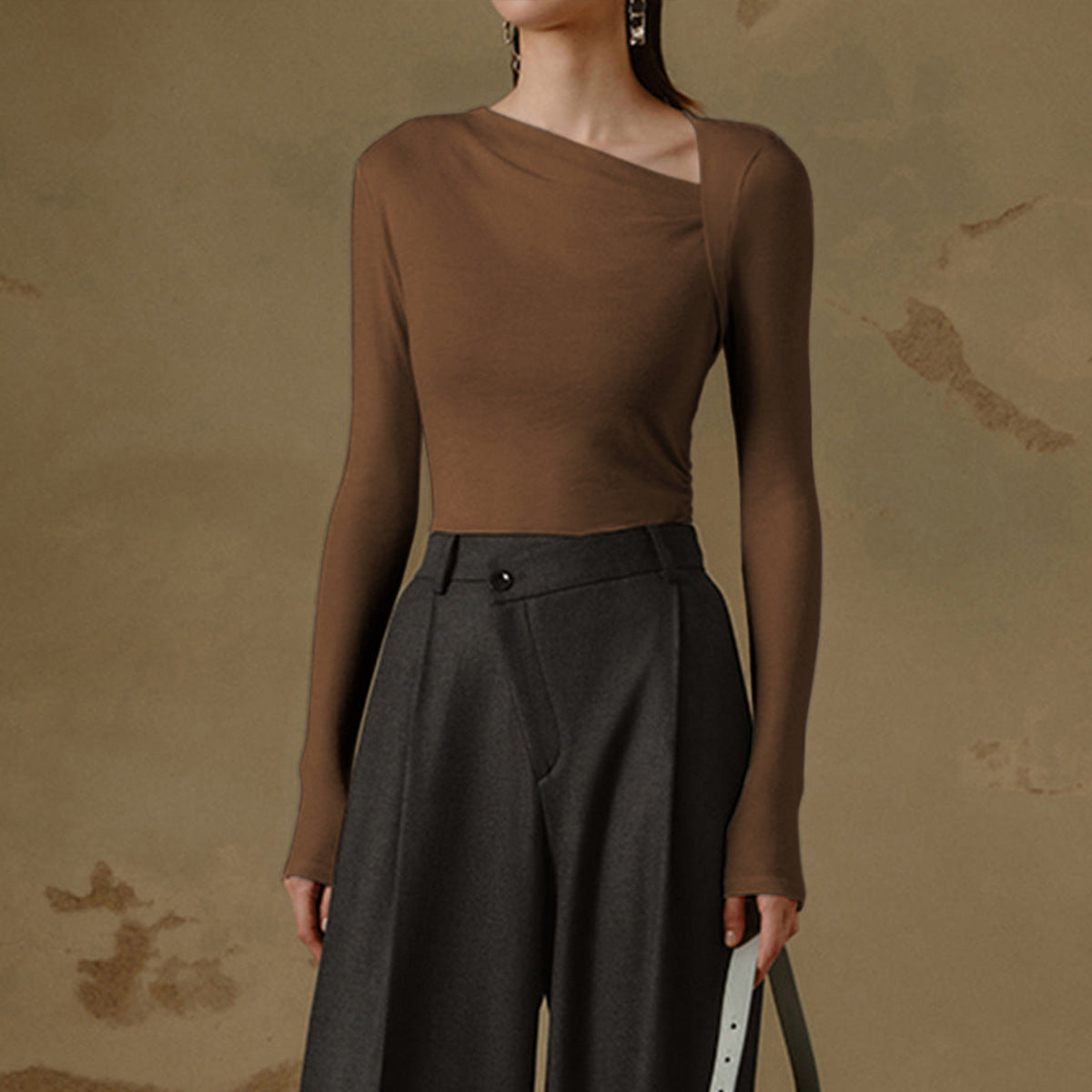 Dames Top Lange Mouwen Asymmetrisch Klassiek - Mode Vibes