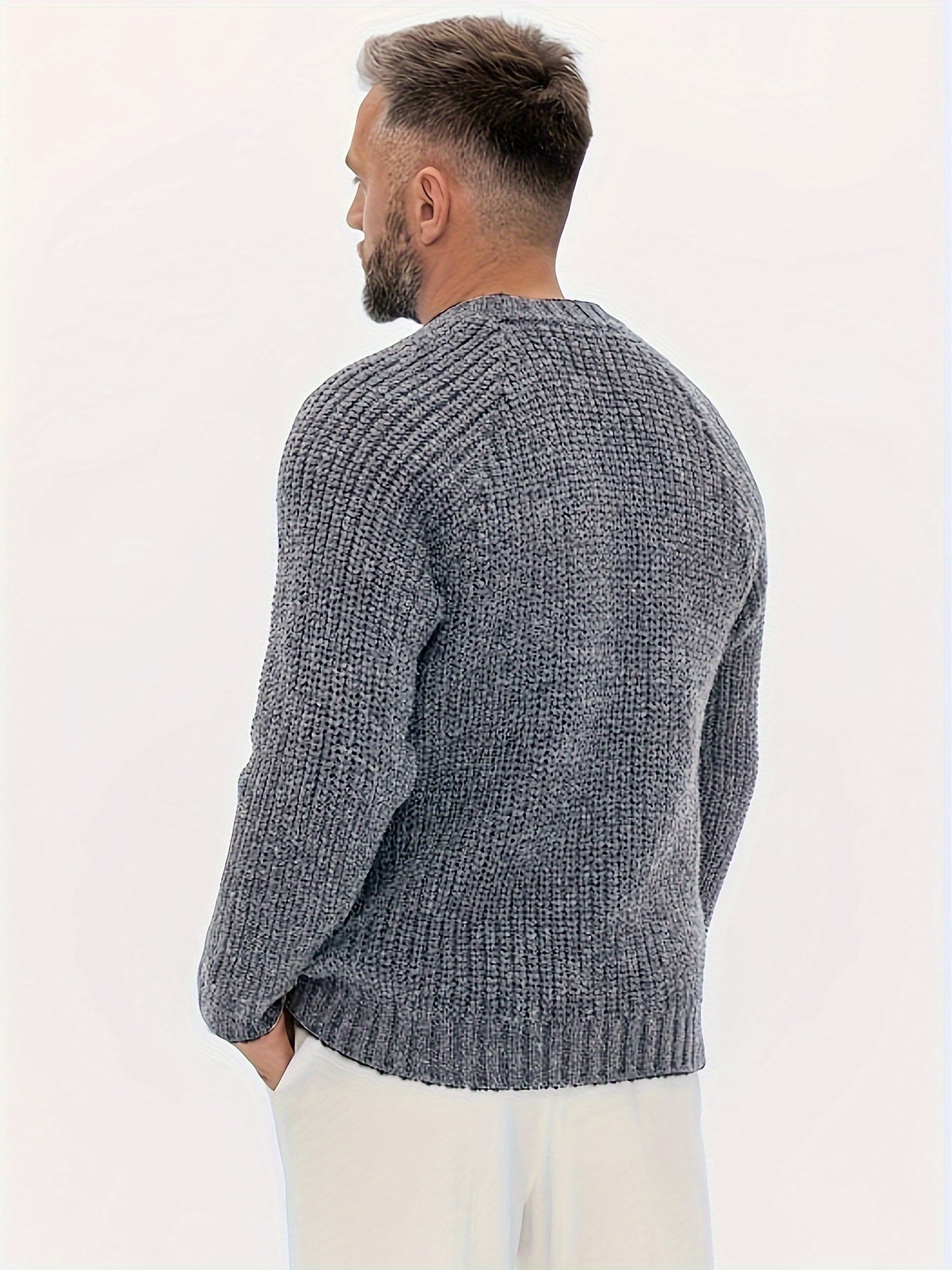 Heren Trui Warm Gebreid Effen Design Elliot