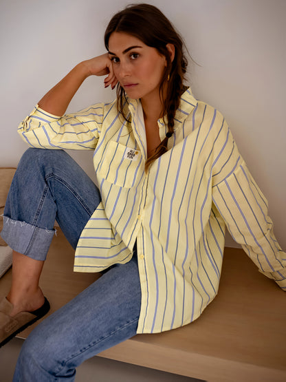 Dames Blouse Katoen Gestreept Regular Fit