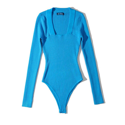 Dames Body Retro Geribd met Vierkant Halslijn