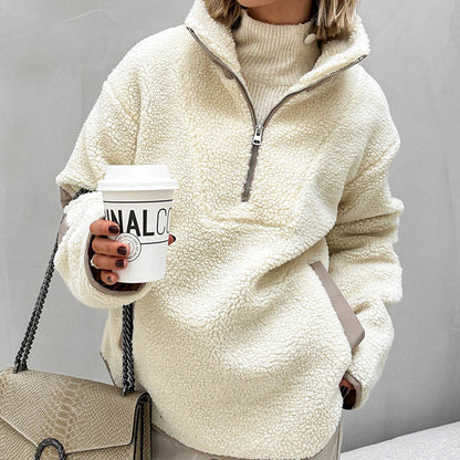 Dames Fleece Trui Zacht Comfortabel met Halve Rits