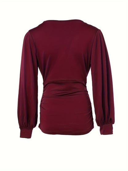 V-Hals Top met Ruches en Charmant Design voor Vrouw