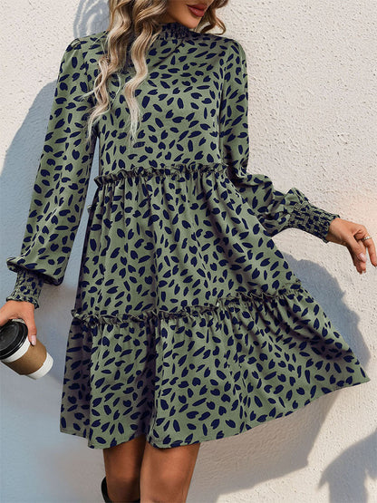 Dames Babydoll Jurk met Bloemenprint en Plooi Details