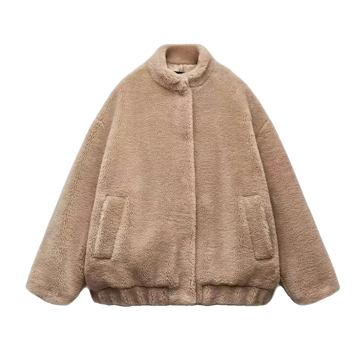Dames Fleece Bomber Jacket Stijlvol Met Opstaande Kraag
