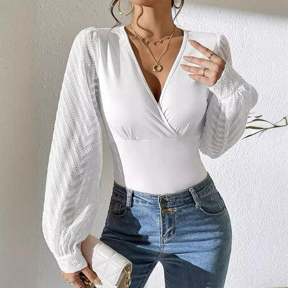Dames Top V-hals Chiffon Mouwen Zomerjurk Stijl