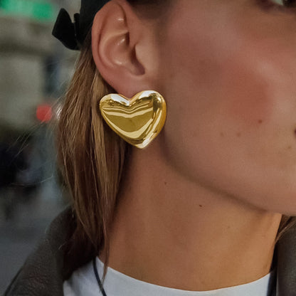 Grote Hartvormige Oorbellen voor Dames met Studs