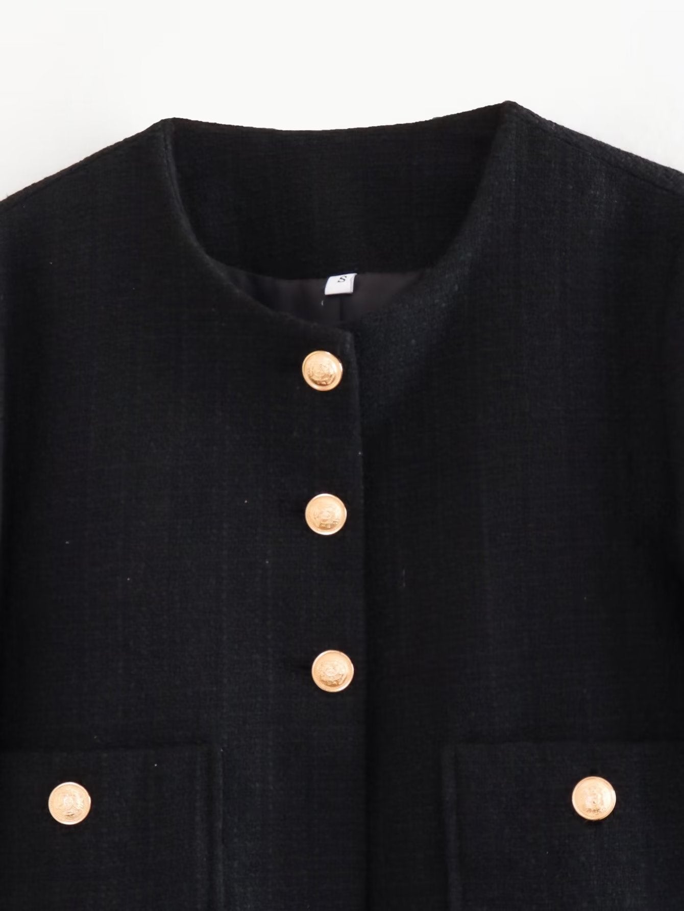 Dames Jas Bouclé Gouden Knopen Luxe Bessie