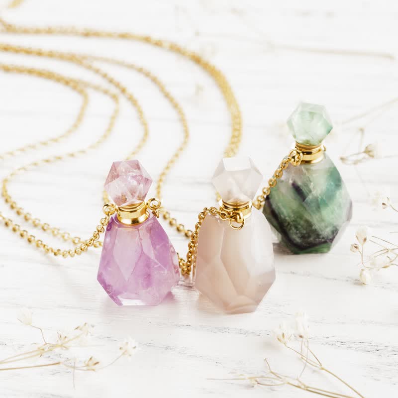 Kristallen Halsketting Parfumflesje Iridescerend Design - Mode Vibes