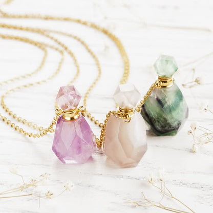 Kristallen Halsketting Parfumflesje Iridescerend Design - Mode Vibes