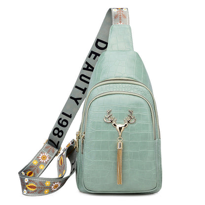 Dames Crossbody Tas met Hertenprint en Kwastjes