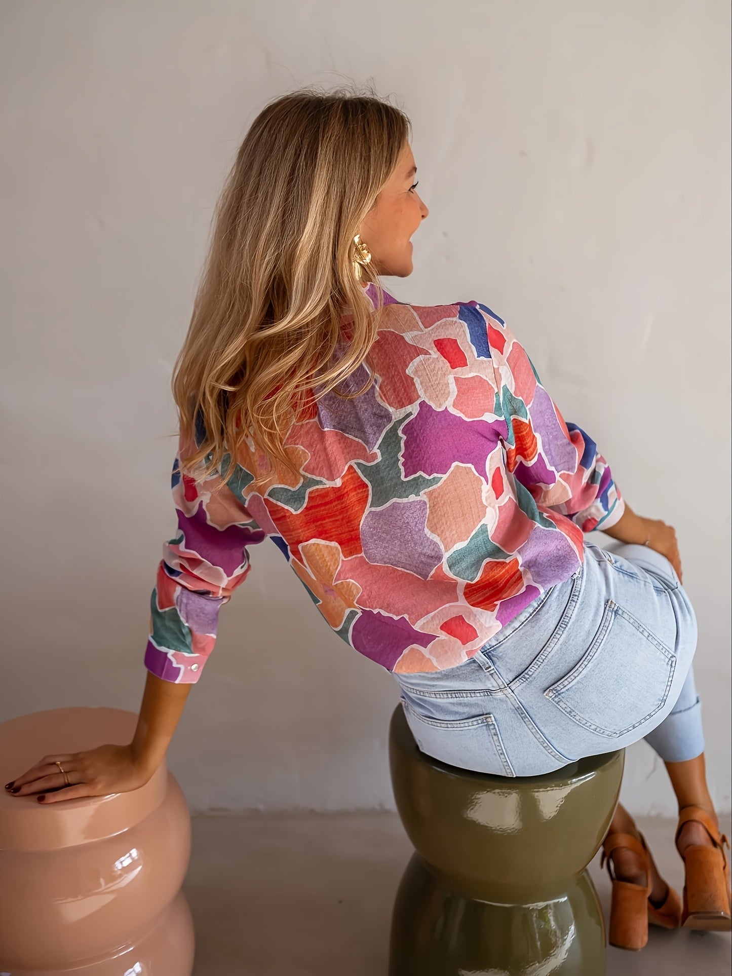 Dames Blouse Lichtgewicht Geometrische Print Regular Fit