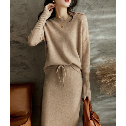Dames Gebreide Set Rok en Trui Stijlvolle Kleding