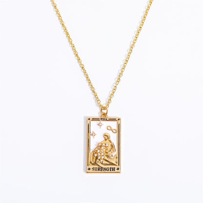 Gouden Tarot Oorhanger Druppel Ketting Zirkonia