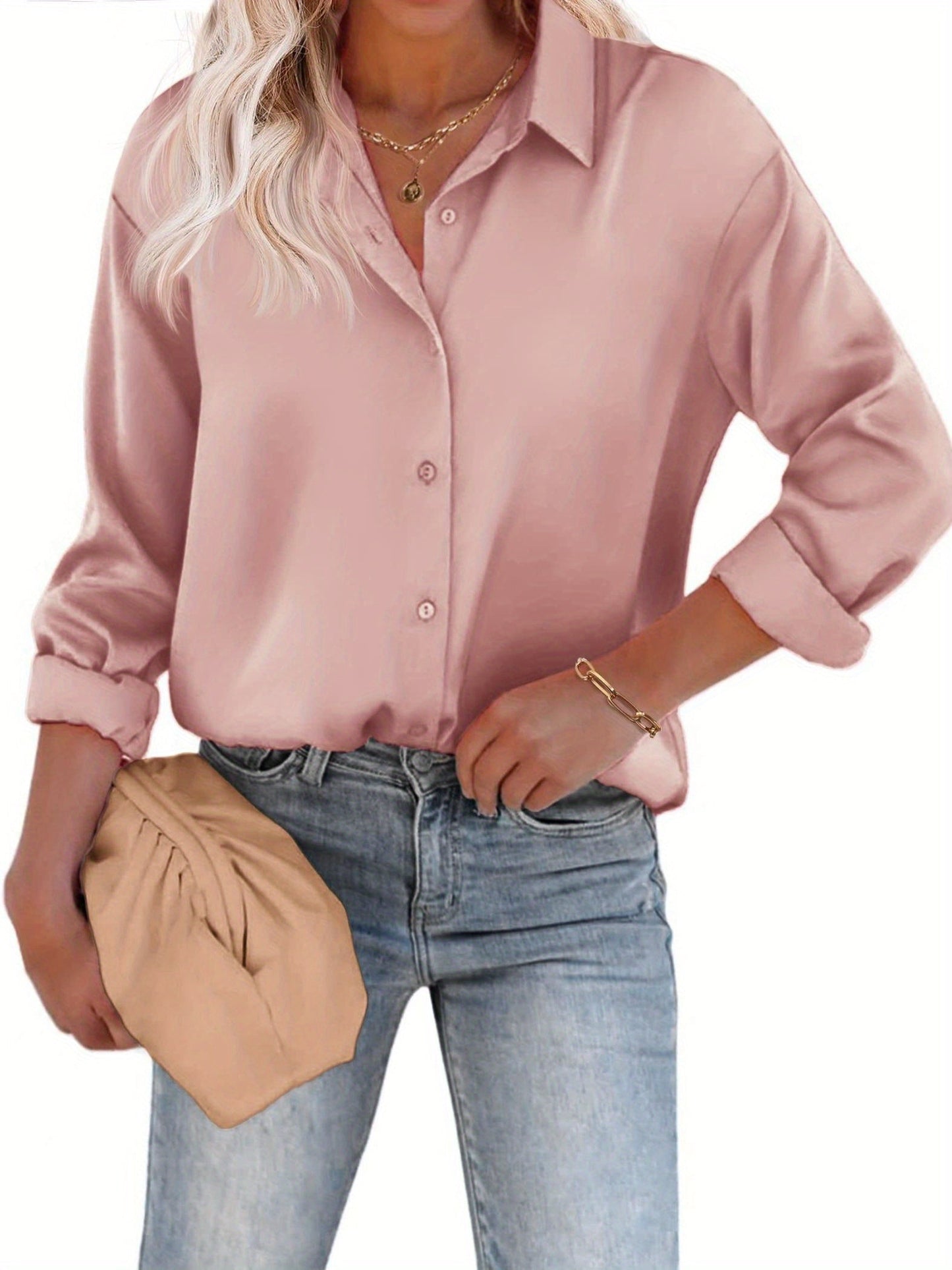 Vrouwen Blouse Lange Mouwen Knoopsluiting Elegance