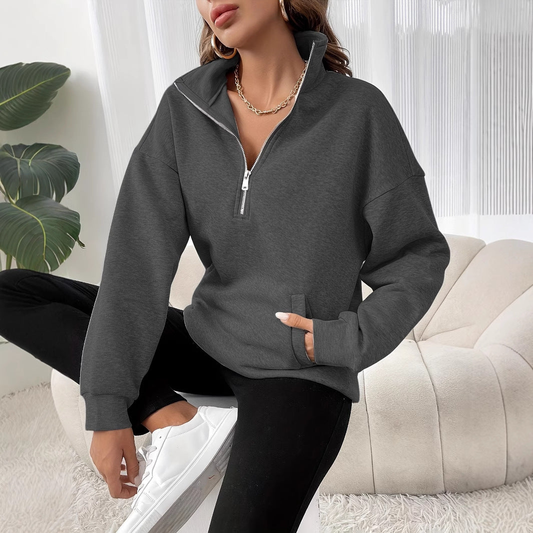 Dames Half-Zip Sweater Comfortabel Zacht Casual