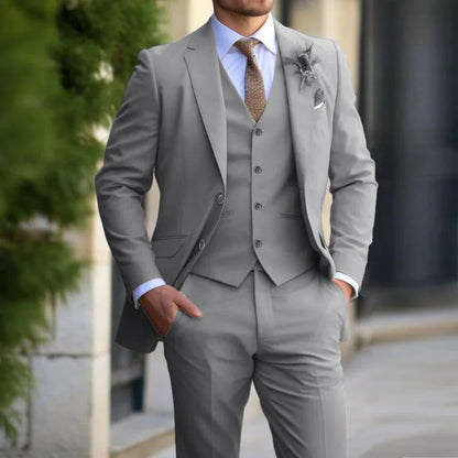 3-delige Set Voor Heren | Business Blazer | Vest | Broek in de kleur Beige voor heren in Formal stijl ideaal voor de herfst.