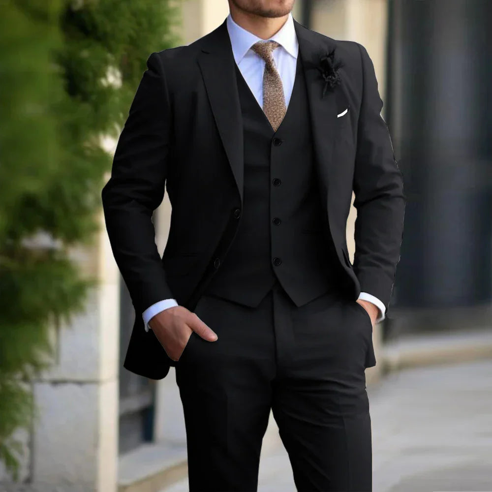 3-delige Set Voor Heren | Business Blazer | Vest | Broek in de kleur Beige voor heren in Formal stijl ideaal voor de herfst.