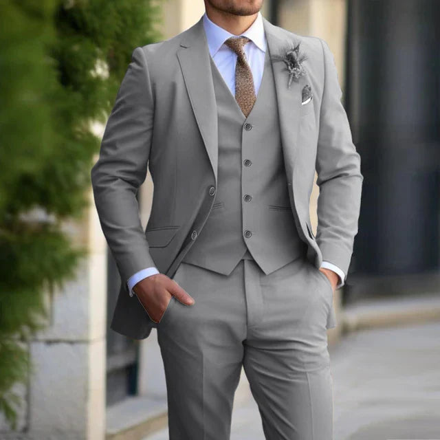 3-delige Set Voor Heren | Business Blazer | Vest | Broek in de kleur Grijs voor heren in Formal stijl ideaal voor de herfst.