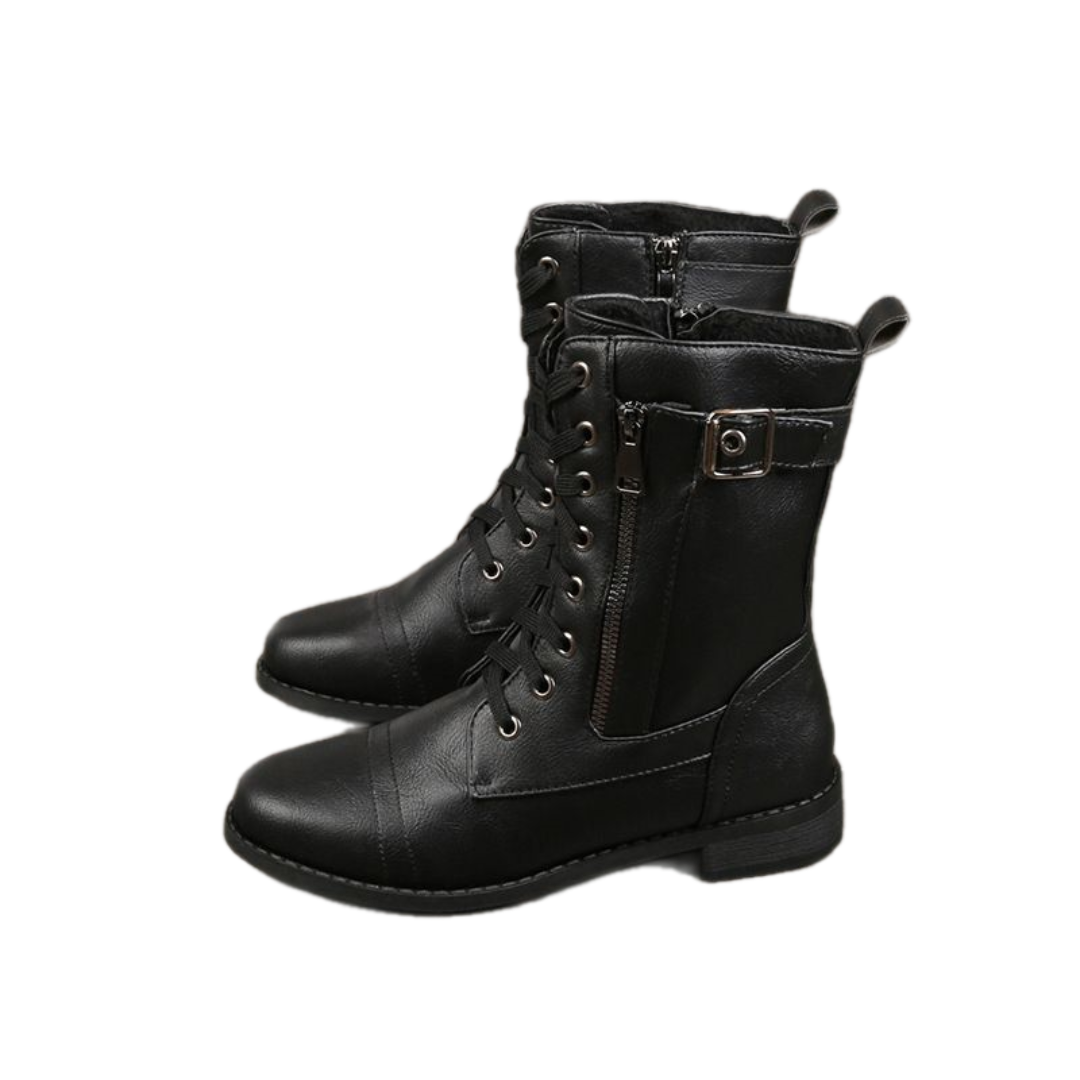 Vrouwelijke Laarzen met Rits en Veters Vintage Stijl