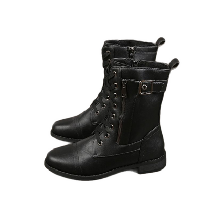 Vrouwelijke Laarzen met Rits en Veters Vintage Stijl