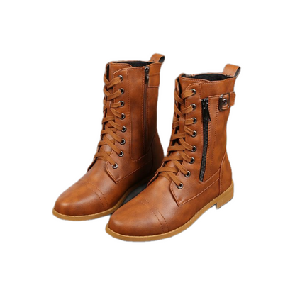 Vrouwelijke Laarzen met Rits en Veters Vintage Stijl