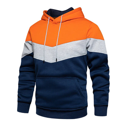 Fleece Hoodie Patchwork Warme Streetwear voor Heren