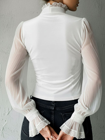 Noctra – Dames Fluwelen Corset Top met Kant en Transparante Mouwen
