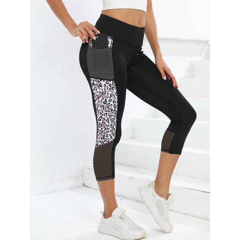 Yoga Legging Hoge Taille Dames Sportbroek met Luipaard Print en Zakken