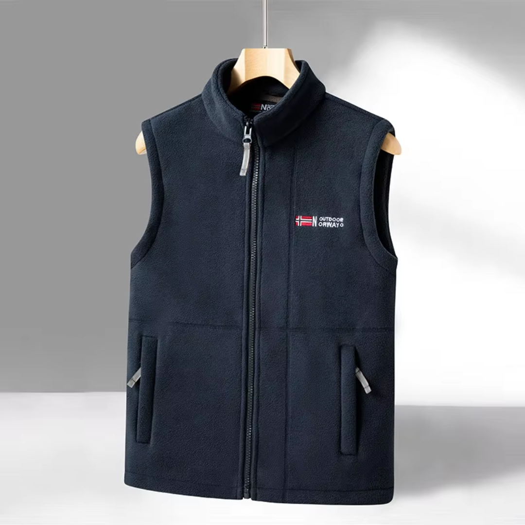 Heren Fleece Vest Warm Gevoerd met Opstaande Kraag