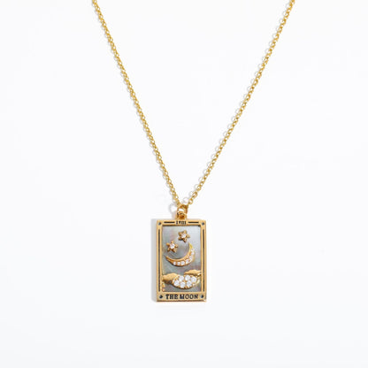 Gouden Tarot Oorhanger Druppel Ketting Zirkonia