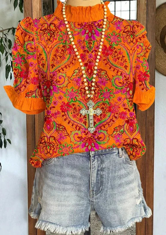 Vrouwelijke Top met Pofmouwen Elegante Stijl - Mode Vibes