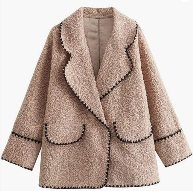 Dames Pluche Teddyjas Met Contraststitch en Zachte Stof