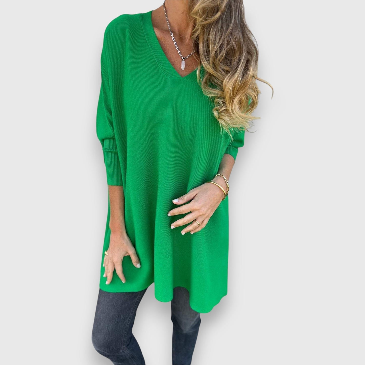 Dames Oversized Trui V-hals Comfortabele Pasvorm