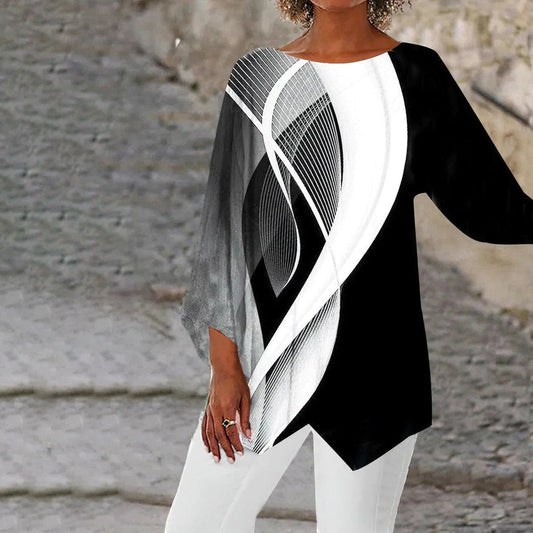 Tuniek Lange Mouwen Geometrisch Patroon Aurora Stijl - Mode Vibes