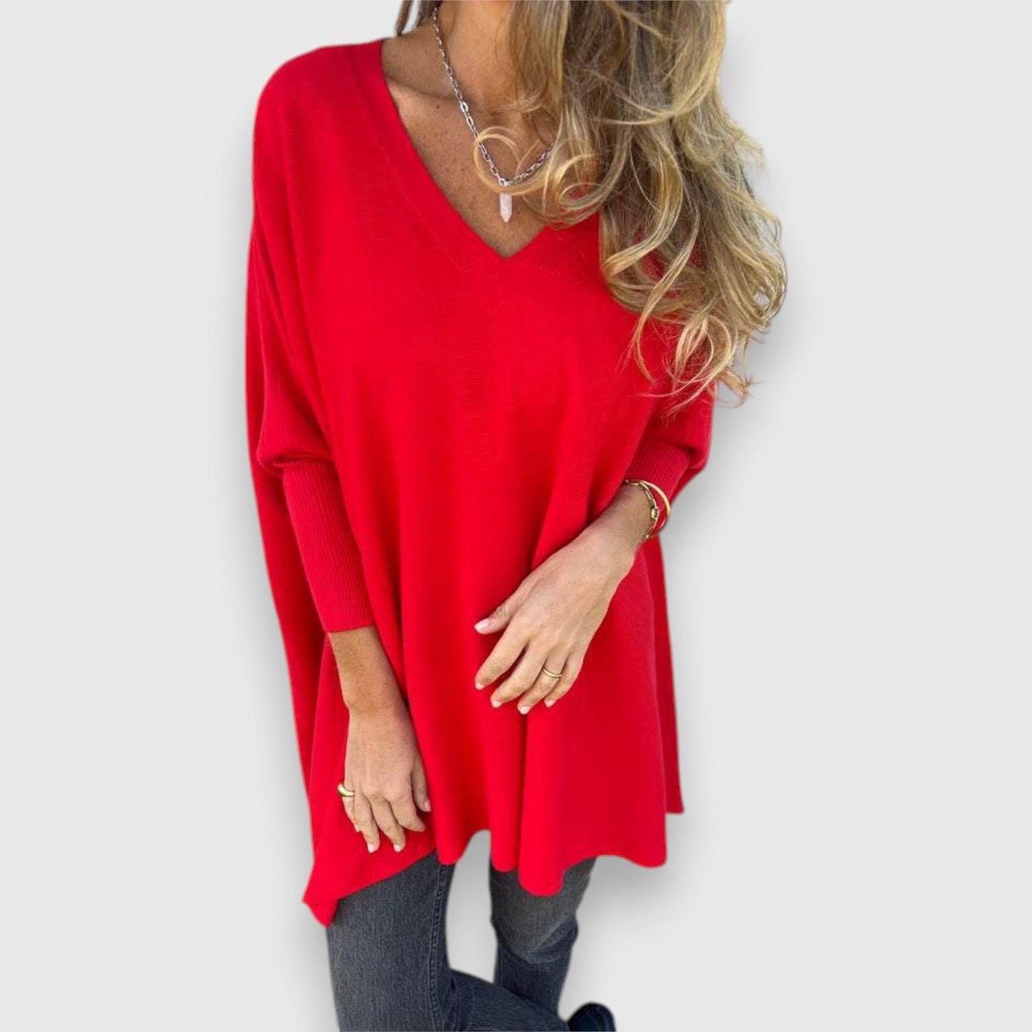 Dames Oversized Trui V-hals Comfortabele Pasvorm
