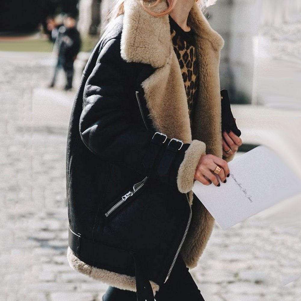 Dames Aviator Jas Shearling Bont Gevoerd Warm