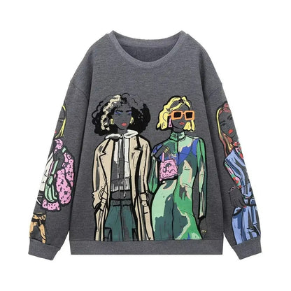 Wolprint Sweater Losvalmondig voor Vrouw