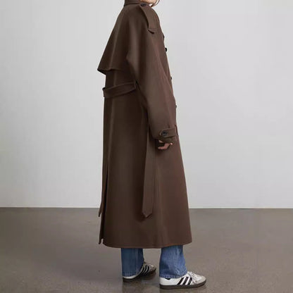 Dames Trench Coat Lange Zachte Stijlvolle Regenjas