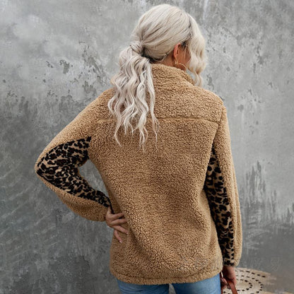 Dames Fleece Trui Teddy Warm met Panter Print