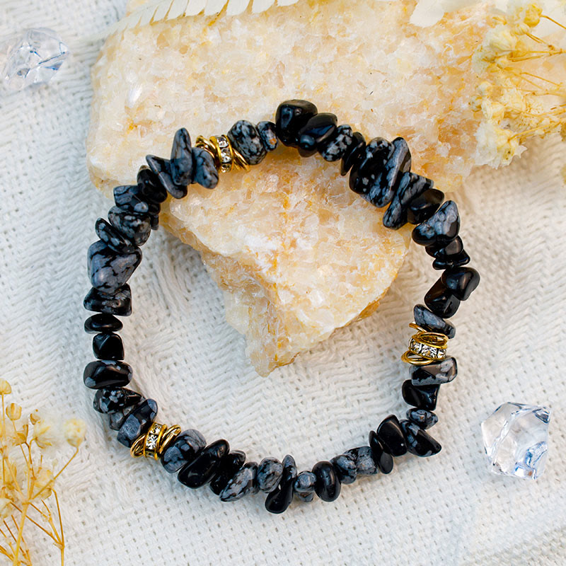 Natuursteen Armband met Kristallen en Kralen Zwart Celine