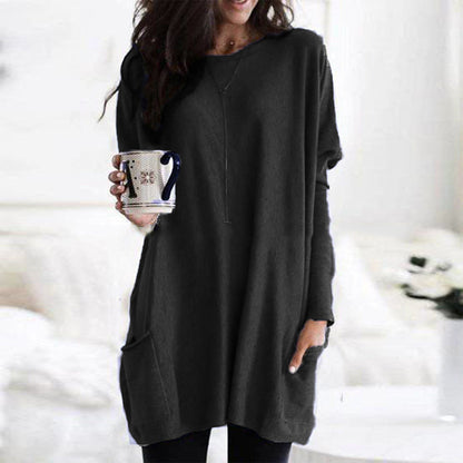 Dames Top met Lange Mouwen en Zakken Basis Collectie