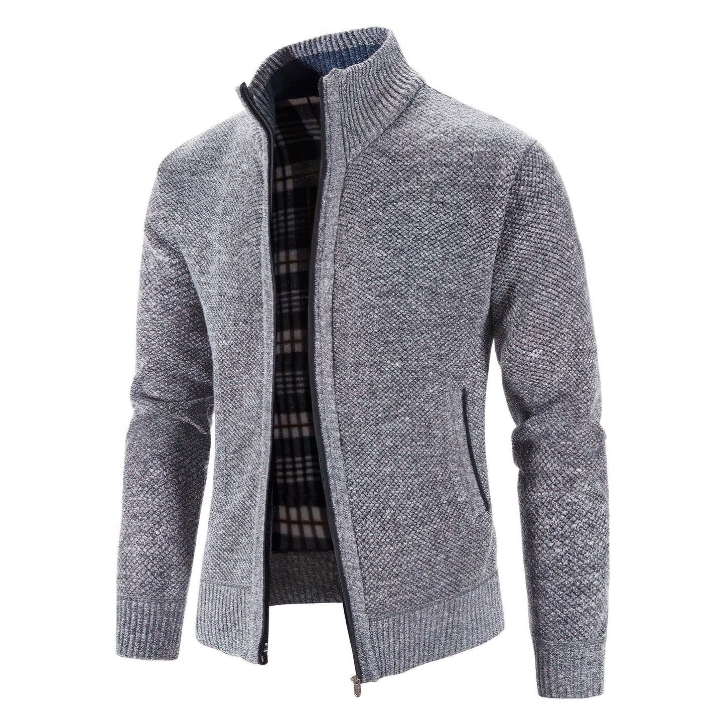 Heren Grofgebreid Vest met Rits
